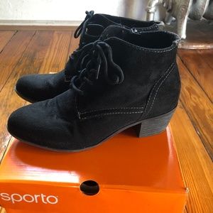 Sporto Singer Water-Resistant Black Booties, Size 7.5, EUC
